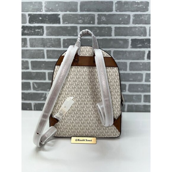 Michael Kors backpack jaycee large front pocket backpack MK signature vanilla - Picture 4 of 11
